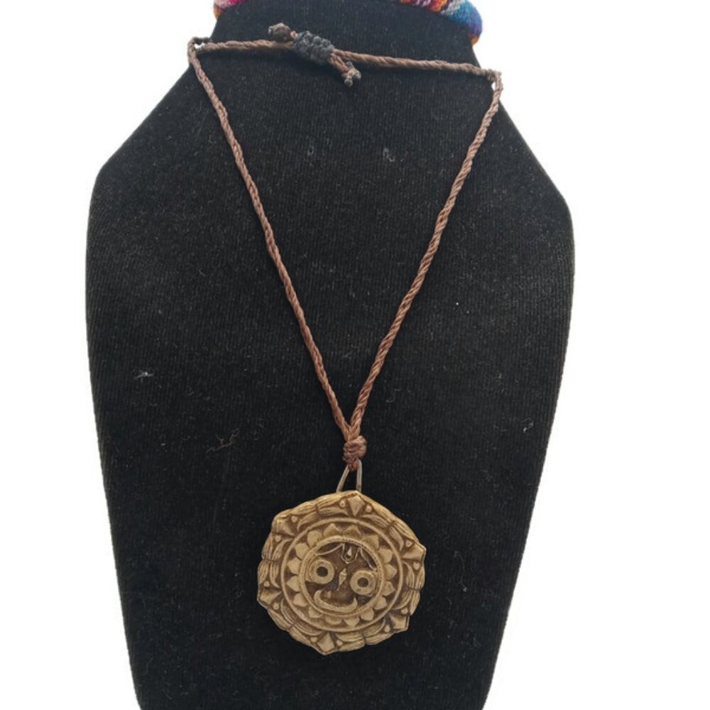 Handmade Inca Sun Macrame Necklace, Cultural and Artisanal